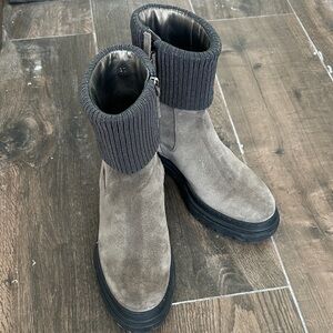 Brunello Cucinelli Taupe Suede Ankle Boots